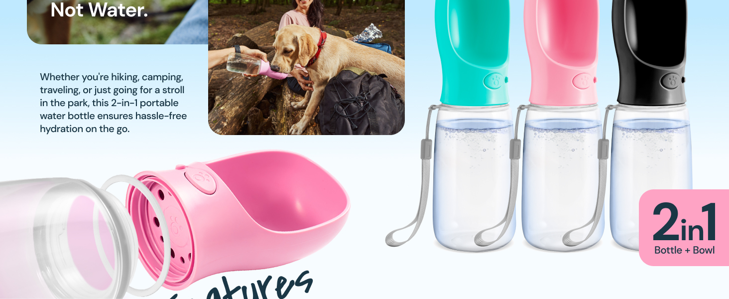 dog water bottle for hiking travel camping portable dog water bottles for walking nature pets cats