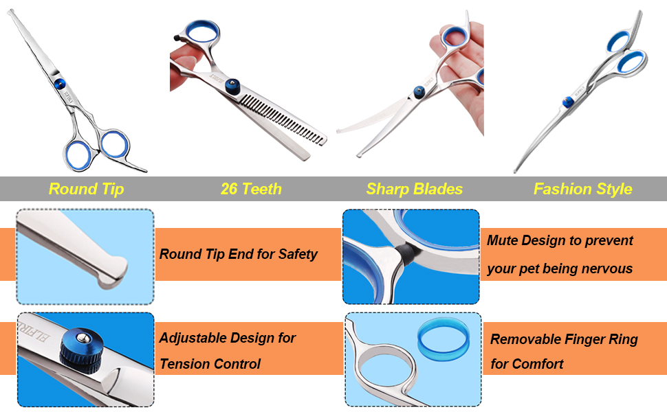 Curved scissors thinning shears 