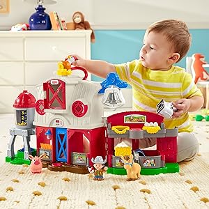 ​Fisher-Price Little People Caring for Animals Farm Playset with Smart Stages learning content