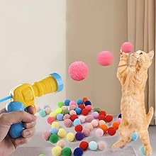 cat ball launcher, gun toy, toy, pom pom, ball, soft, plush, cute, training , chasing, exercise