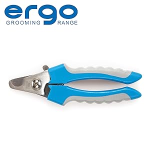 Small nail clipper to use on dogs , stainless steel blade and blue plastic handle