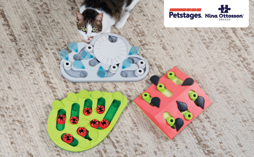 Petstages Nina Ottosson Buggin' Out Puzzle & Play Cat Treat Puzzle Cat Game Cat Puzzle Games