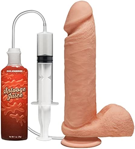 Doc Johnson - The D - The Perfect D - Squirting 8" Dual Density Realistic Dildo with Balls - ULTRASKYN