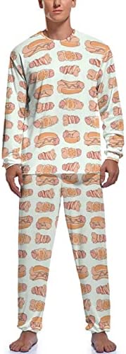 Happy Penis Dick Sweet Bacon Wrapped Men's Pajamas Set Soft Sleepwear Sleep Set Loungewear PJs Sets