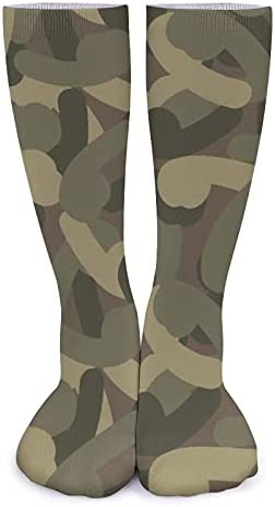 Penis Camo Funny Knee High Compression Socks Over The Calf Tube Boot Stocking For Men Women