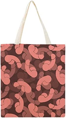 Penis Canvas Tote Bag Reusable Shopping Bag Shoulder Casual Travel Handbag
