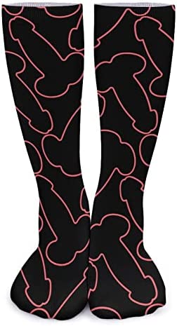 Penis Pattern Funny Knee High Compression Socks Over The Calf Tube Boot Stocking For Men Women