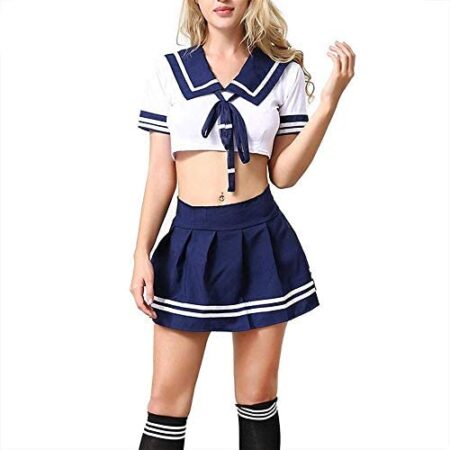 School Girl Outfit Lingerie Schoolgirl Costume Kawaii Anime Cosplay Lingerie Naughty Japanese Uniform Stockings Blue