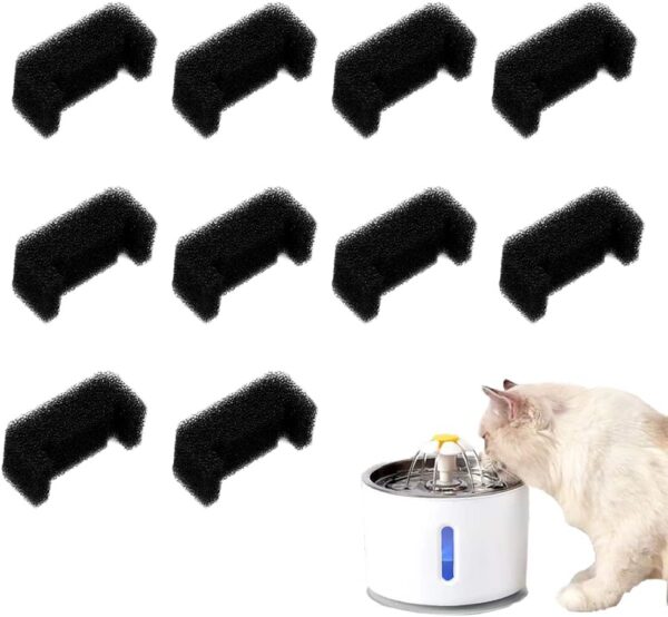 10 Pieces Pet Fountain Foam Filter Cat Drinking Fountain Sponge Foam Filter Pet Fountain Sponge Filters Use for Pet Supplies Providing Clean Drinking Water Pet Water Dispenser