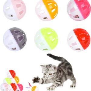 12 PCS Cat Toy Balls,Plastic Ball Cat Toys,Cat Bell Ball,Lattice Balls with Bell Jingle Kitten Toy,Cat Kitten Play Balls for Indoor Kitten Pet Chase Pounce Rattle Play Toys,Random Color (12pcs)