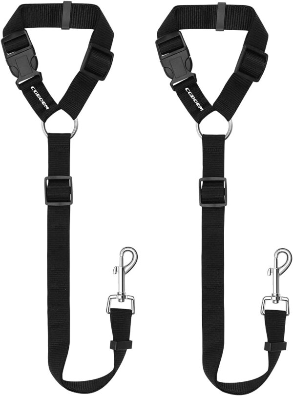 CGBOOM Dog Car Seat Belt, 2 Pack Dual Use Adjustable Dog Car Harness Restraints Leads Pet Puppy Dog Safety Seat Belt for Any Cars Vehicle Travel Dog Accessories (Black)