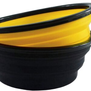 HINMAY Large Silicone Collapsible Dog Bowls Foldable Pet Dog Cat Food Water Bowl, Pack of 2 (Yellow+Black)