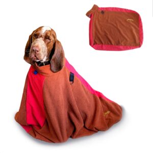 TAIL BLAZERS™ Quality Dog Drying Bag To Keep Your Dogs Dry & Warm After Bathing Or Walk. Protects Home & Car From Wet & Mud. Extra Soft Microfibre Towel Bags. Bath & Washing Pet Accessories (M/Brown)