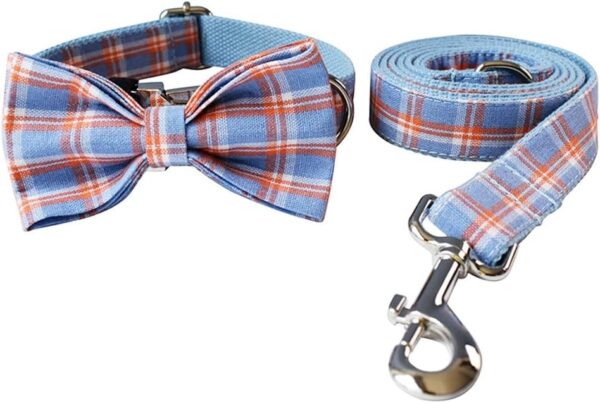 TJLSS Plaid Dog Collar Designer Personalized Quick Release Dog Collar with Bowtie Metal Buckle Durable Collar for Dogs Pet Accessories (Color : D, Size : Medium)