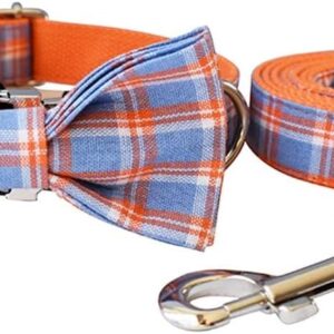 TJLSS Plaid Dog Collar Designer Personalized Quick Release Dog Collar with Bowtie Metal Buckle Durable Collar for Dogs Pet Accessories (Color : D, Size : L)