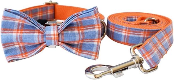 TJLSS Plaid Dog Collar Designer Personalized Quick Release Dog Collar with Bowtie Metal Buckle Durable Collar for Dogs Pet Accessories (Color : D, Size : L)