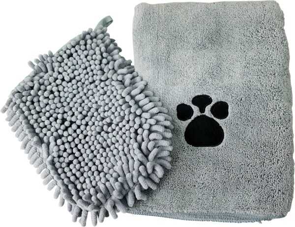 Pet Towels Super Absorbent Microfiber And Pet Mitt with Ultra Soft Quick Dry for Dogs, Puppy, Pet Random Color Supply Grey OR Brown