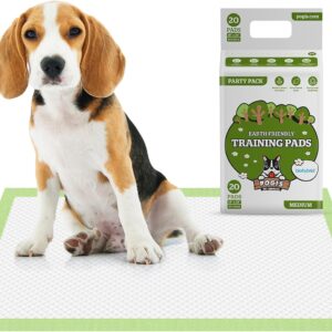 Pogi's Puppy Training Pads with Sticky Tabs (Medium - 45 x 60 cm, 20-Count) - Absorbent, Plant-Based Puppy Pads for Dogs - Dog Pee Pads for Puppies to Medium Sized Dogs