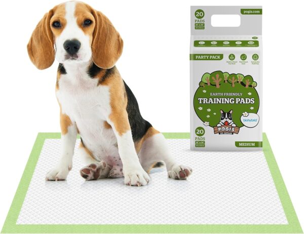 Pogi's Puppy Training Pads with Sticky Tabs (Medium - 45 x 60 cm, 20-Count) - Absorbent, Plant-Based Puppy Pads for Dogs - Dog Pee Pads for Puppies to Medium Sized Dogs