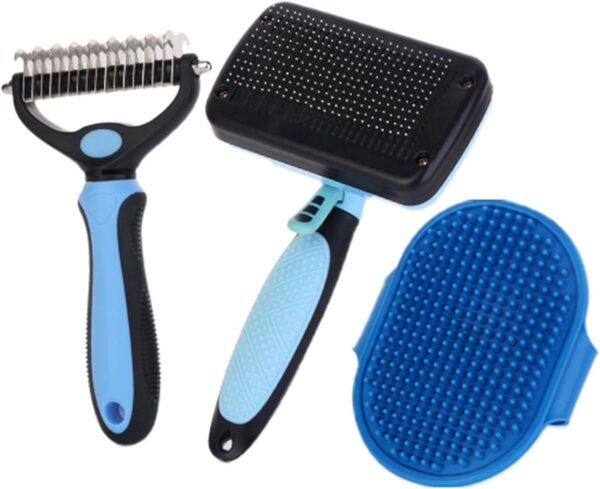 Tahbarshi 3 Pack Self Cleaning Slicker Dog Hair Brush Cat Comb, Double Sided Undercoat Rake Dematting Deshedding Tool, for Dogs & Cats Cat Massage Comb Multifunctional Cat Grooming Brush