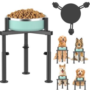 LyTaispuly Adjustable Raised Dog Food Bowls Stand - 5 Heights, Wide 5-9" -Single Elevated Dog Water Bowl Holder, Upgrade Stability Metal Feeder with Tray for Large Medium Small Dogs Cats