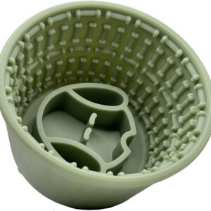 Dog Bowl Silicon Non-Slip, Non-Spill Easy Clean Pet, Puppy Food and Water Slow Eater for all Types of Dogs (Dark Green)