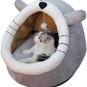 Cat Beds for Indoor Cats, Cat House with Hanging teaser toy, 2 in 1 Cat cave for playing and sleeping, Pet Bed suitable for Cats and Small Dogs