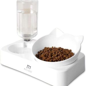 Marchul Cat Gravity Water and Food Bowls, Cat Dog Tilted Water and Food Bowl Set