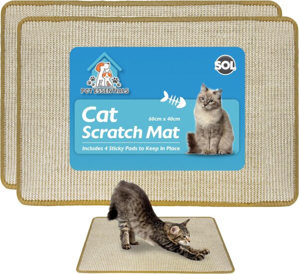 2pk Cat Scratching Mats | 60cm x 40cm | Prevent Damage to Your Sofa by Using This Sisal Mat Cat Scratcher | Your Cat Will Love Our Cat Scratch Mat | Cat Scratchers for Indoor Cats | Cat Scratching Pad