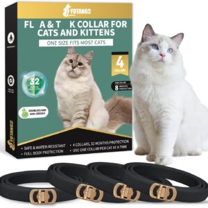 YOTANGO Adjustable Cat Collar 4 Pack - Black Collar for Cats, Soft Comfortable Lasting Waterproof Collar with 32 Months Protection for Small/Medium/Large Cats(48cm)