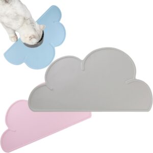 VINPAM-Premium Cat Food Mat - Anti-slip Silicone Pet Feeding Mat, Cloud-shaped Design for Food and Water, Ideal for Cats and Small Dogs - 48 * 27cm (gray)