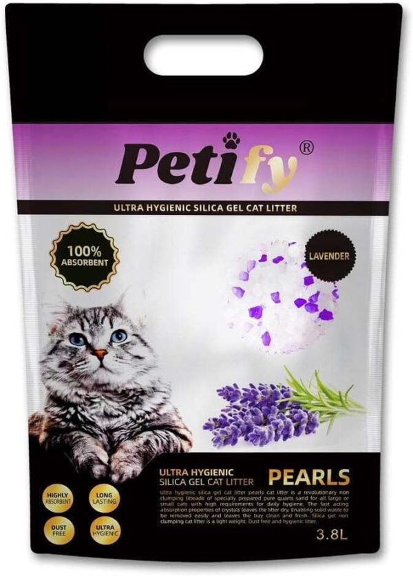 Silica Gel Cat Litter Lavender scent | Silica Crystals | Silica Pearls | 3.8L - 40 days supply | Ultra Hygienic | Highly Absorbent | ECO Friendly | Biodegradable |