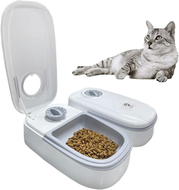 YANZEO Automatic Pet Feeder, 2 Meals Smart Pet Cat Dog Feeder with 48-Hour Timer for Cats and Small/Medium Dogs Pet Food Feeder