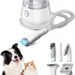 Generic Dog Grooming Kit with Vacuum, Dog Clippers, Suction 99% Pet Hair, Professional Pet Grooming Kit with 5 Proven Tools for Shedding Grooming, Cat Dog Grooming Vacuum Kit, 1.2L