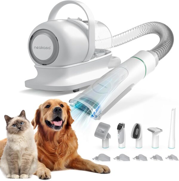 Neakasa Self Cleaning Dog Grooming Kit Professional, 13000Pa P1 Pro Dog Vacuum Groomer, Dog Grooming Clippers Corded for Thick Short Long Hair, Dog Cat Brushes for Grooming Shedding, Silent