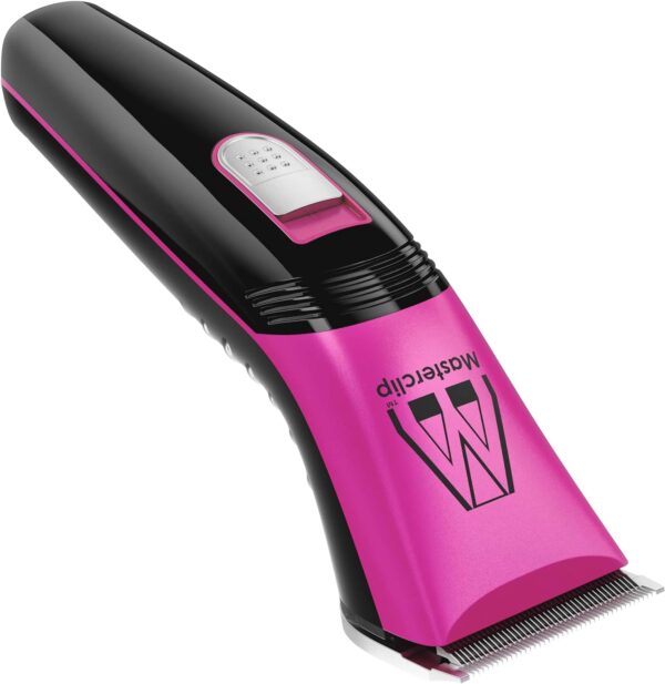 Masterclip Dog Clippers (Pink), Ultra Quiet; Professional Grooming Kit with Lightweight Cordless Trimmer. Rechargeable Showmate II Clipper Suitable for Dogs, Cats and Other Pet Hair (Pink)