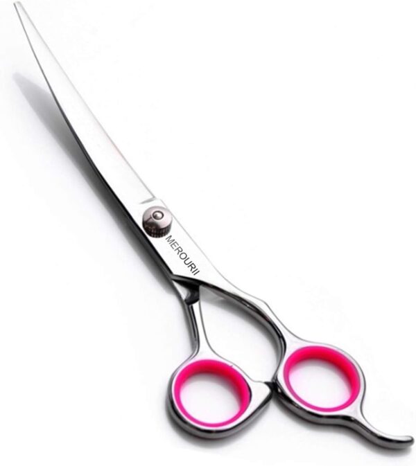 Dog Curved Scissors, 6" Curved Dog Grooming Scissors Stainless Steel Dog Cat Hair Cutting Eye Trimming Scissors Up Curved for Dog Grooming Family