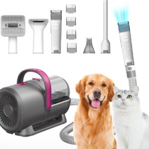 PETKIT Dog Grooming Vacuum Kit, 5 in 1 Professional Dog Vacuum Groomer Dog Clipper, Suction 99% Hair, Low Noise, 3-Level HP, Deshedding Thick & Thin Cats Dogs Pets Hair, 1.4L