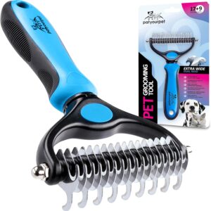 Pat Your Pet Cat & Dog Brush - Double Sided Undercoat Rake - Grooming and Deshedding Tool for Dogs and Cats with Medium or Long Hair