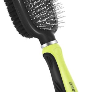 pecute Double Sided Pet Grooming Brush - 2 in-1 Pin & Bristle Soft Brush - Daily Use to Clean Loose Fur & Dirt - for Dogs and Cats With Short Medium Long Hair