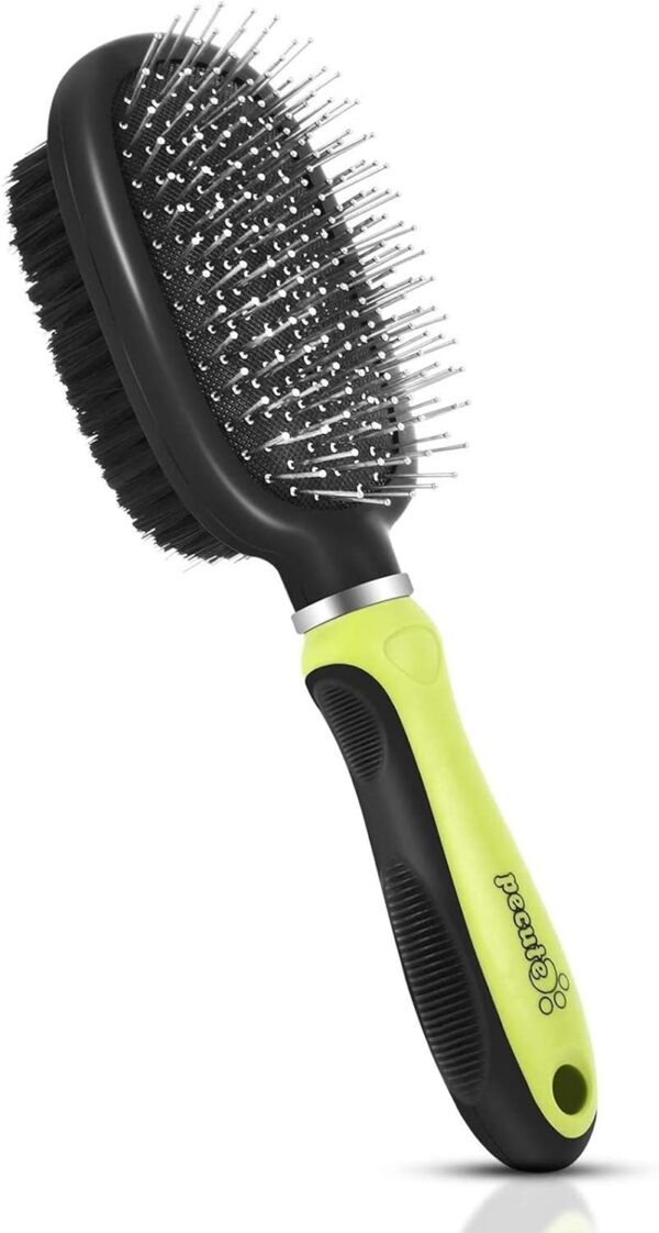 pecute Double Sided Pet Grooming Brush - 2 in-1 Pin & Bristle Soft Brush - Daily Use to Clean Loose Fur & Dirt - for Dogs and Cats With Short Medium Long Hair