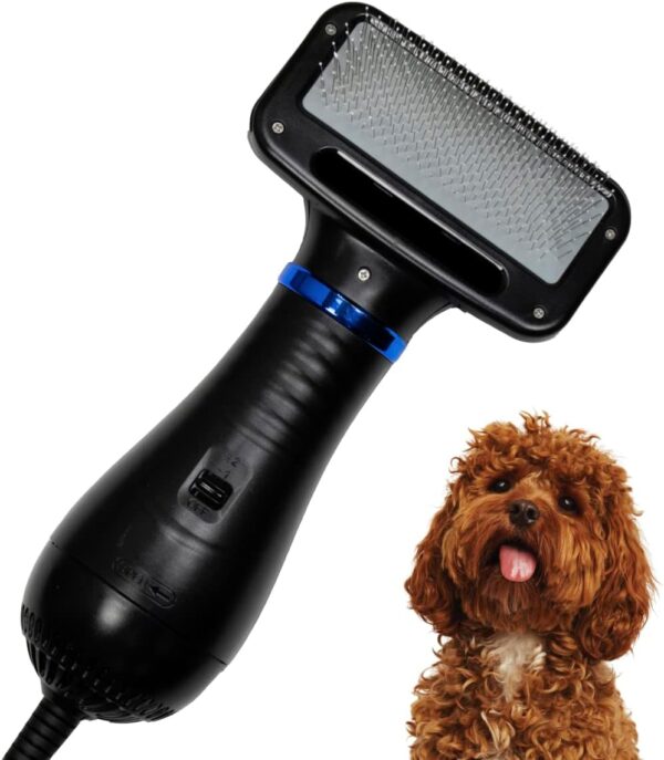 Animal Planet 59609 2 in 1 Pet Hair Dryer and Grooming Slicker Brush/Adjustable Temperature/Portable, Quiet and Gentle on Cat & Dog Fur