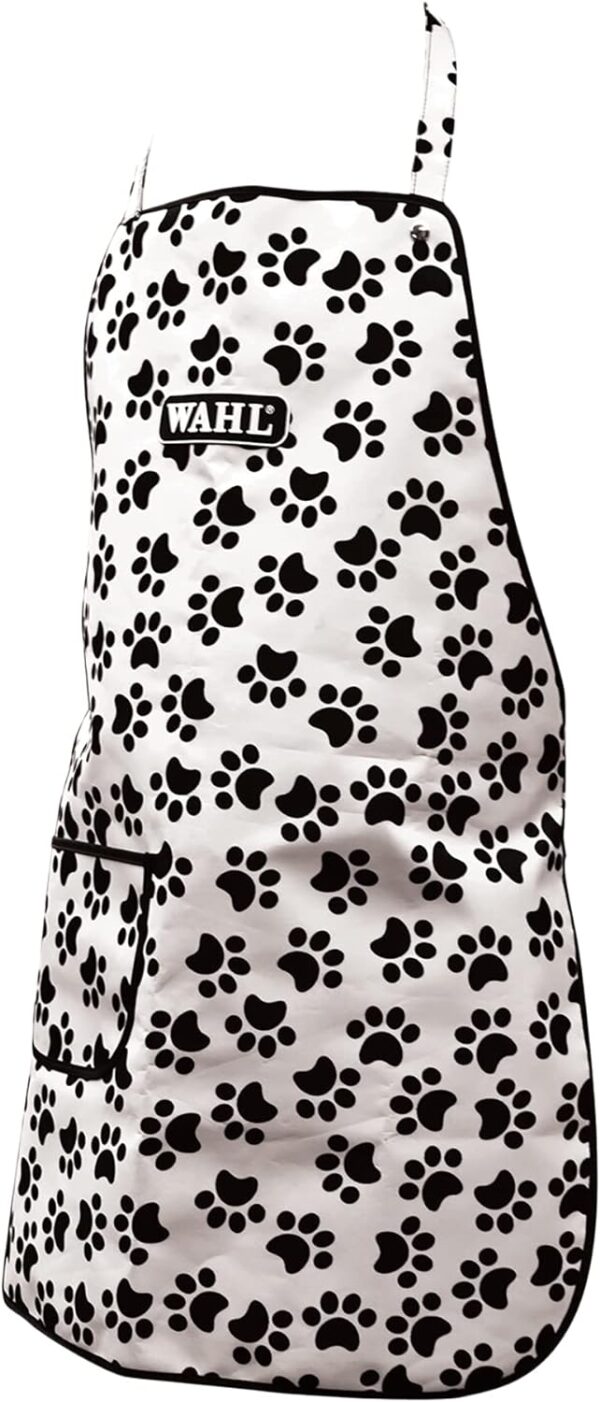 Wahl Paw Print Apron, Grooming Aprons with Pockets, Waterproof Bib for Pet Groomers, Water-Resistant, Anti-static Hair Repellent Dog Cat Grooming Apron, Pet Bathing Showering Smock