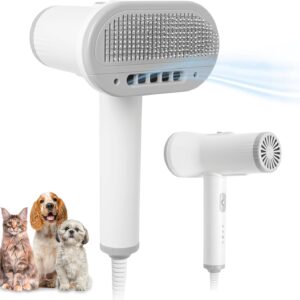 Dog Hair Dryer | 2-in-1 Pet Hair Dryer with Slicker Brush | Pet Dryer | Cat Dryer | Dog Blow Dryer | Pet Grooming Dryer | For Small and Medium-Sized Dogs and Cats