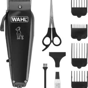 WAHL Dog Clippers, Multi Cut Dog Cat Grooming Kit, Full Pet Coat, Low Noise Corded, Pets At Home, Rust Resistant, High Carbon Steel Blades are Precision Ground, Light 100 gr, Black