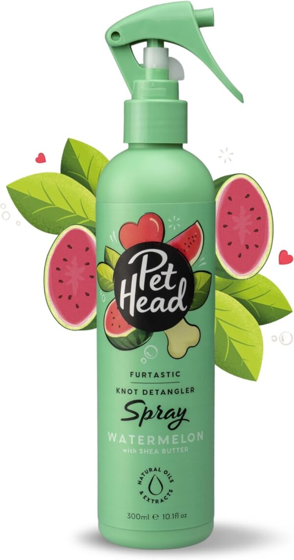 PET HEAD Dog Spray 300ml, Furtastic, Watermelon Scent, Knot Detangler, Best Pet Spray for Smelly Dogs, Care for Long, Tangly Curls & Coats, Professional Waterless Grooming, Gentle Formula for Puppies