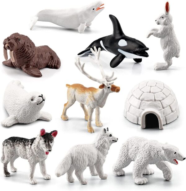 10pcs Polar Animals Figurines,Polar Arctic Animal Toy Figurines Set Arctic Animals Figurines Realistic Polar Animal Models Arctic Circle Ocean Sea Animal Figurines Playset for Kids Educational Toys