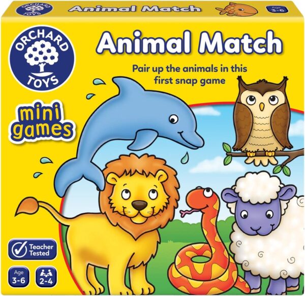 Orchard Toys Animal Match Mini Game, Small and Compact, Travel Game, Animal Themed Memory Game, Age 3-6, Family Game, Travel Game