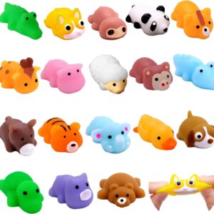 DIYDEC 18pcs Mochi Squishy Toys, Mini Jungle Animals Squishies Soft Squeeze Fidget Toys Kawaii Stress Relief Toys Party Bags Fillers for Boys Girls Birthday Party Favors Gifts