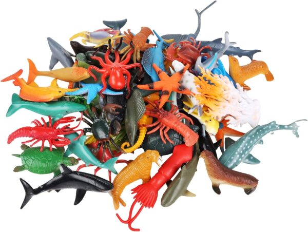 Nabance Sea Animals Figures Toys, 52PCS Plastic Sea Creatures Toys for Bath, Mini Sea Life Animal Toys, Realistic Sea Life Figures, Educational Toys for Kids Gift